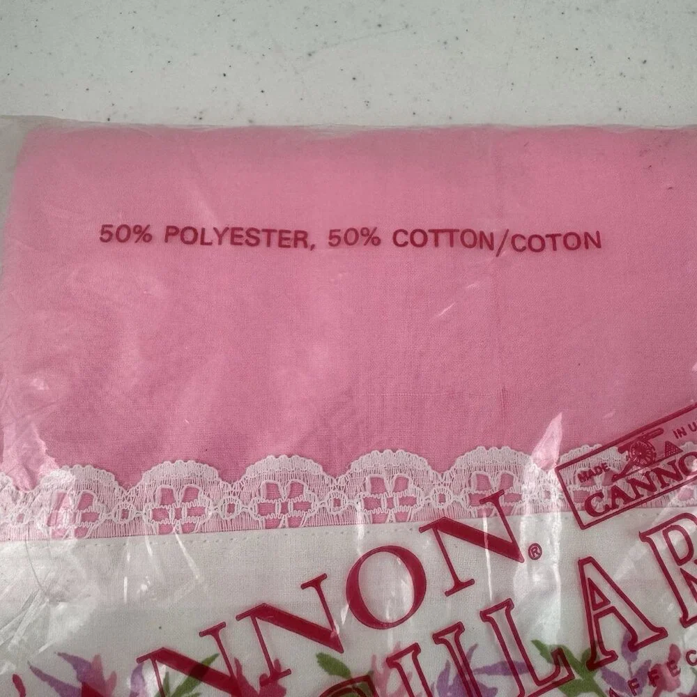 Vintage Cannon IrregularsPink With Roses Full Flat Sheet For 54x76 Mattress